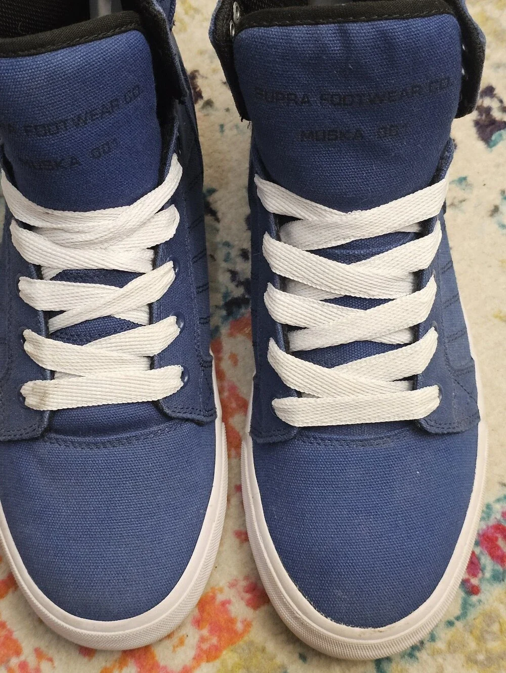 Supra Muska 001 Skytop Men's High Top Sneakers Size 10 Canvas Blue Shoes Lace Up
